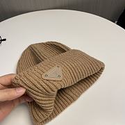 Prada logo knitted hat wool hat women's loose cold brown hat - 4