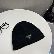 Prada logo knitted hat wool hat women's loose cold black hat - 6