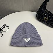 Prada logo knitted hat wool hat women's loose cold light purple hat - 5