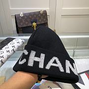 Chanel double-layer cashmere wool knitted black hat - 5