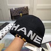 Chanel double-layer cashmere wool knitted black hat - 3