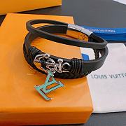 Louis Vuitton leather bracelet couples style Rock punk Thai silver style  - 1