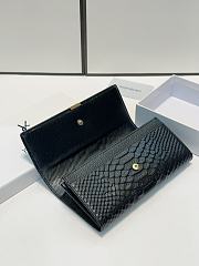 YSL Crocodile Pattern Calfskin Black Wallet 19x10cm - 4