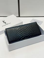 YSL Crocodile Pattern Calfskin Black Wallet 19x10cm - 3