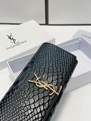 YSL Crocodile Pattern Calfskin Black Wallet 19x10cm - 2