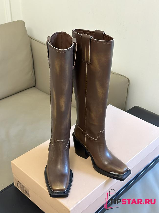 Miu Miu classic biker brown boots - 1