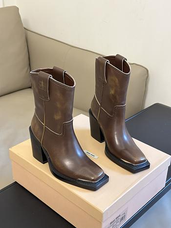 Miu Miu classic biker brown short boots