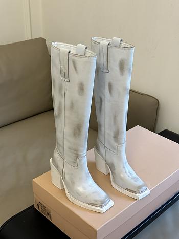 Miu Miu classic biker grey boots