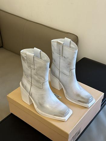  Miu Miu classic biker grey short boots