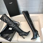 YSL heel pointed high heel high black boots - 5