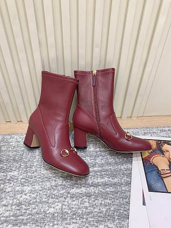 GG horsebit ankle burguady boots