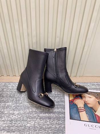 GG horsebit ankle black boots