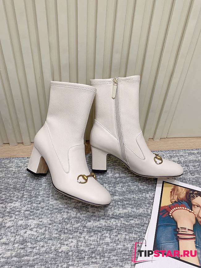  GG horsebit ankle white boots - 1