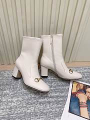  GG horsebit ankle white boots - 1