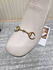  GG horsebit ankle white boots - 6