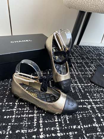 Chanel 24ss Mary Jane single gold shoes