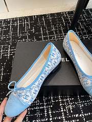 Chanel 24ss classic bow round head ballet blue shoes  - 5