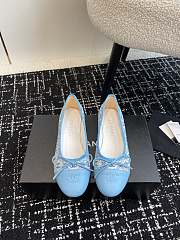 Chanel 24ss classic bow round head ballet blue shoes  - 6