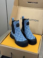 LV classic shell bottom ankle denim boots - 1