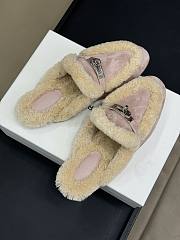 Hermes kelly light pink fur half-slippers - 1