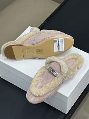 Hermes kelly light pink fur half-slippers - 3