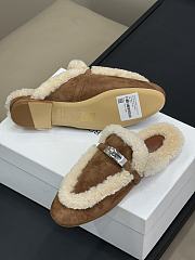 Hermes kelly brown fur half-slippers - 5