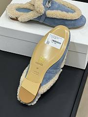 Hermes kelly light blue fur half-slippers - 4