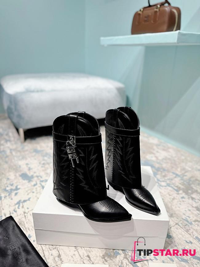 Givenchy Shark Lock Cowboy Black Boots - 1