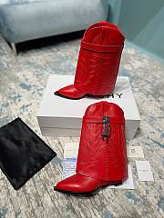 Givenchy Shark Lock Cowboy Red Boots - 2