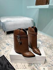 Givenchy Shark Lock Cowboy Wax Leather Brown Boots  - 1