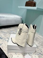 Givenchy Shark Lock Cowboy Wax Leather White Boots  - 2