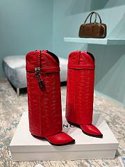 Givenchy Shark Lock Cowboy Cowhide Red Boots  - 1