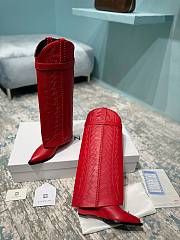 Givenchy Shark Lock Cowboy Cowhide Red Boots  - 5