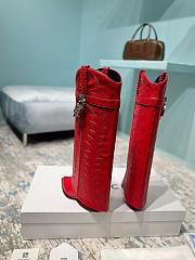 Givenchy Shark Lock Cowboy Cowhide Red Boots  - 4