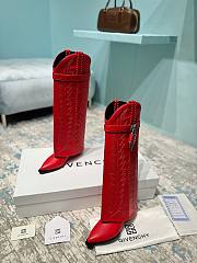 Givenchy Shark Lock Cowboy Cowhide Red Boots  - 2