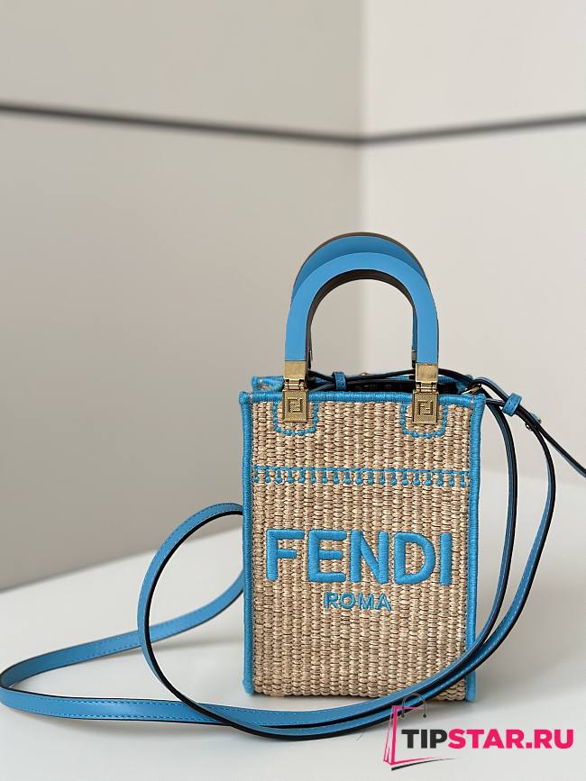 Fendi Look Mini Square Blue Bag 13.5x5.5x18cm - 1