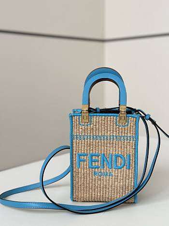 Fendi Look Mini Square Blue Bag 13.5x5.5x18cm