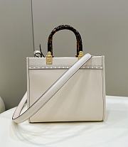 Fendi Full Leather Embossed Tote Creamwhite 25.5x12x23cm - 4