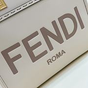 Fendi Full Leather Embossed Tote Creamwhite 25.5x12x23cm - 2