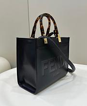 Fendi Full Leather Embossed Tote Black 25.5x12x23cm - 5