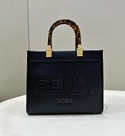 Fendi Full Leather Embossed Tote Black 25.5x12x23cm - 4