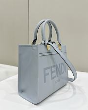 Fendi Full Leather Embossed Tote Blue 25.5x12x23cm - 6