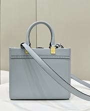 Fendi Full Leather Embossed Tote Blue 25.5x12x23cm - 2