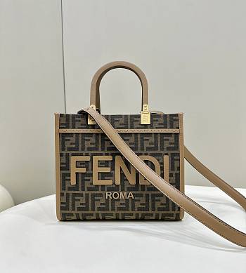 Fendi Full Leather Embossed Tote Monogram 25.5x12x23cm