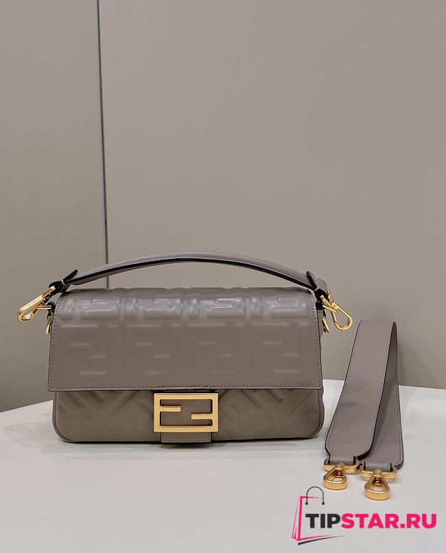 Fendi Baguette Medium Grey Bag 26×5×15cm - 1