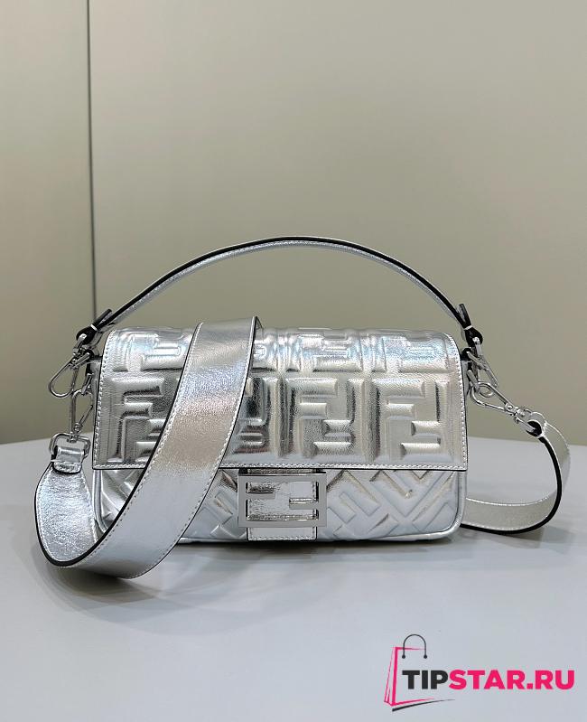 Fendi Baguette Medium Silver Bag 26×5×13cm - 1