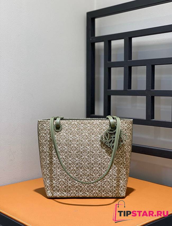 Loewe Jacquard Square Small Green Tote 21*10*22cm - 1