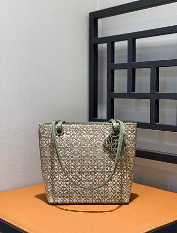 Loewe Jacquard Square Small Green Tote 21*10*22cm