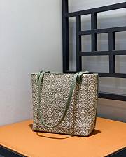 Loewe Jacquard Square Small Green Tote 21*10*22cm - 4