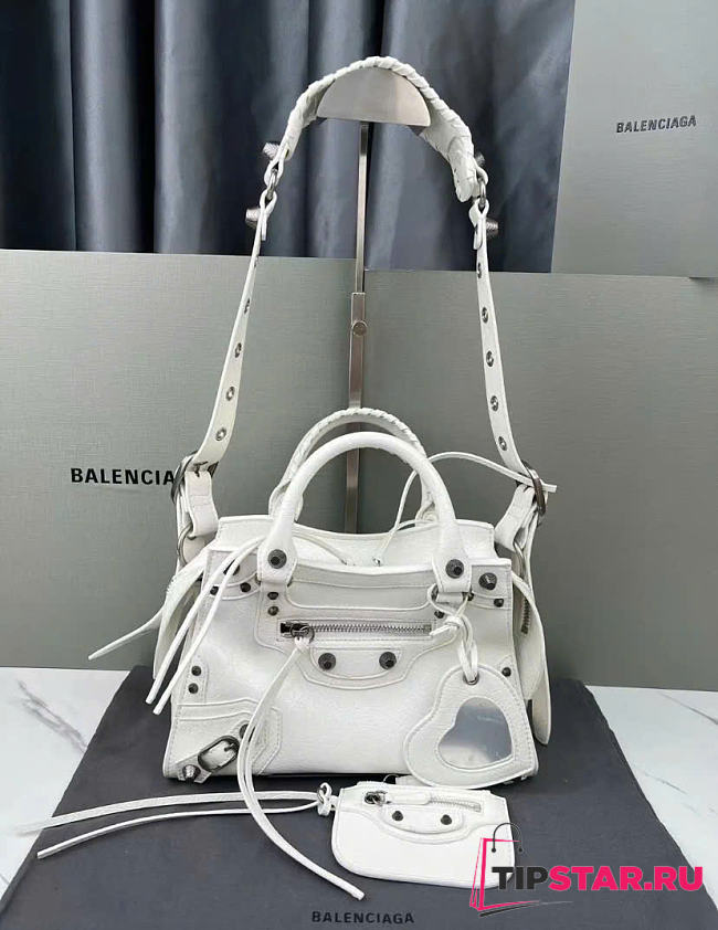 Balenciaga Neo Cagole City Small Handbag in white Arena lambskin 33x20.8x13.5cm - 1